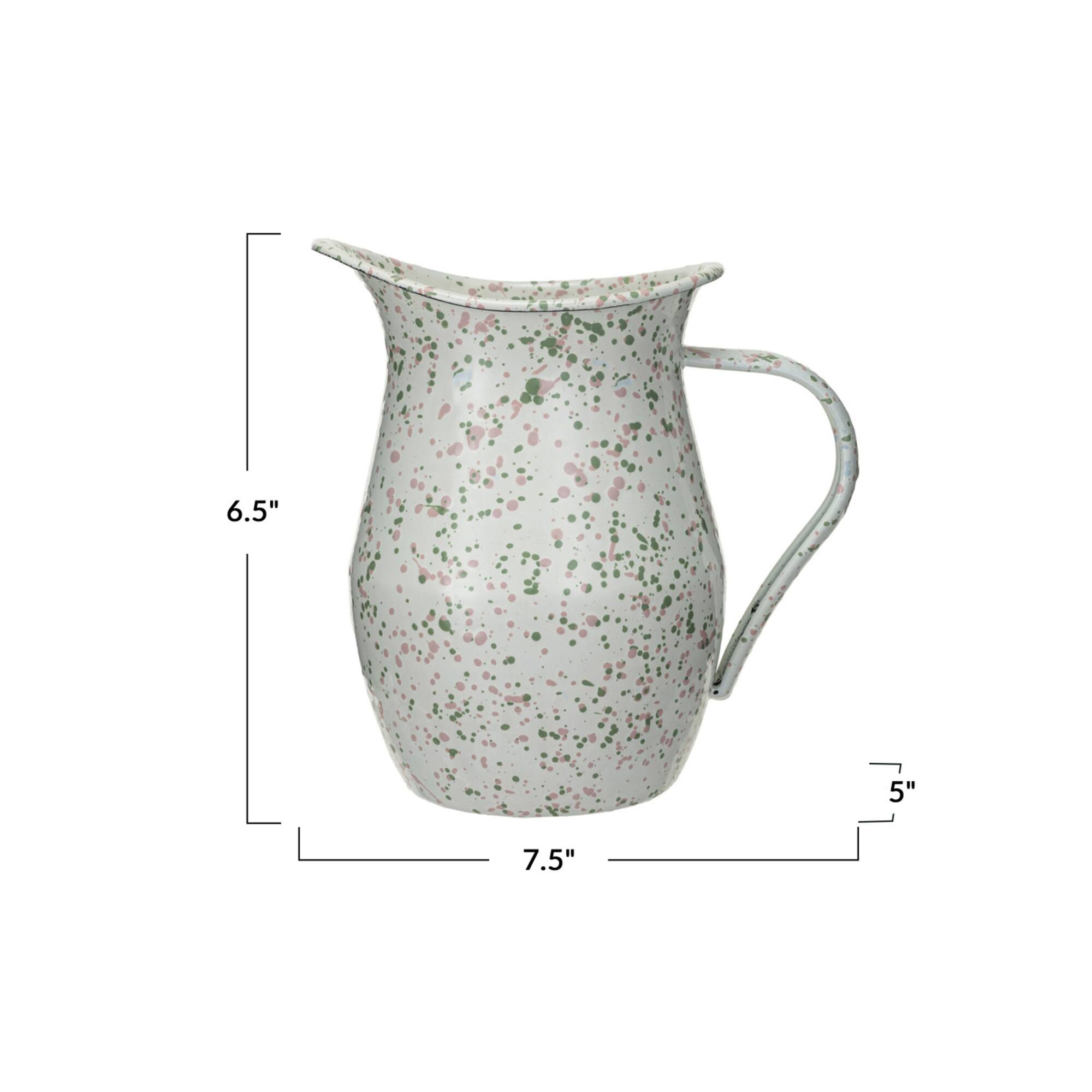 Hello Honey® 6.5" Mint & Pink Splatterware Enameled Metal Pitcher